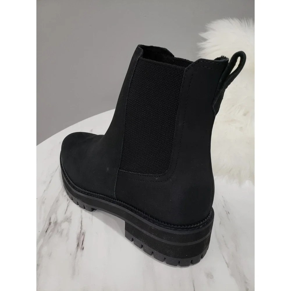 NEW NO BOX TOMS Bennet Boots Size 7 Black Nubuck Leather Water Resistant Chelsea